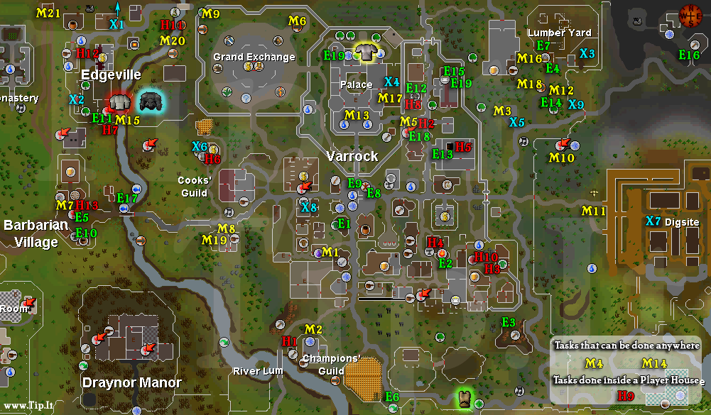 Tarefas de Varrock Mapa